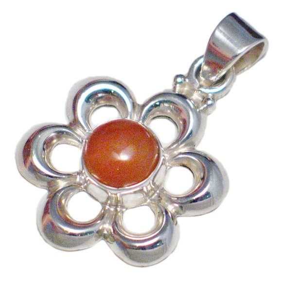Flower Pendant Sterling Silver Carnelian | Jewelry - Picture 1 of 6